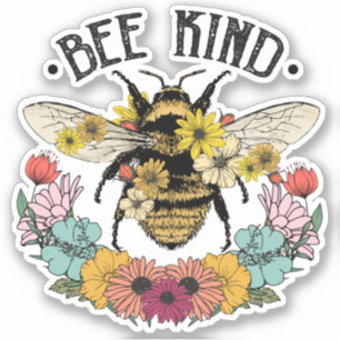 Cute Honeybee Flowers Bee Kind Sticker