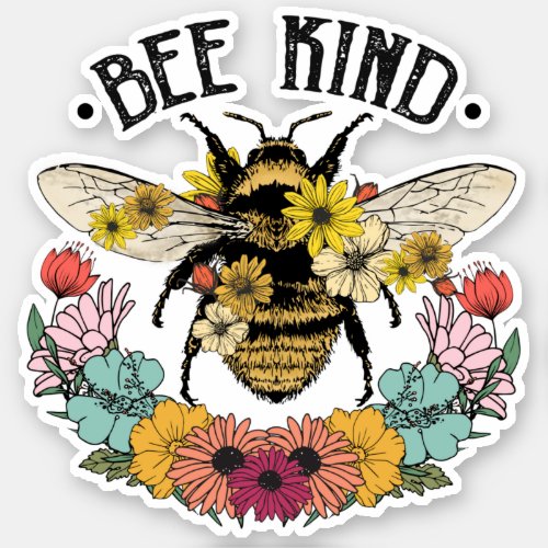 Cute Honeybee Flowers Bee Kind Sticker