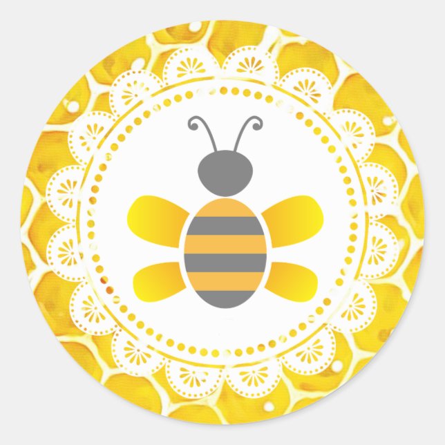 Cute Honeybee Honeycomb Black and Yellow Stickers (Front)