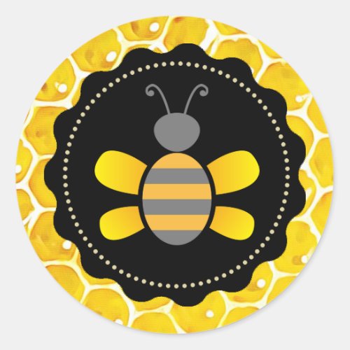 Cute Honeybee Honeycomb Black and Yellow Stickers