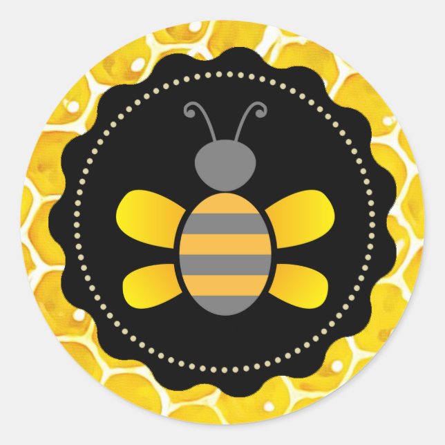 Cute Honeybee Honeycomb Black and Yellow Stickers (Front)
