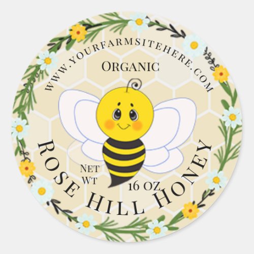 Cute Honeybee  Personalized Honey Jar Labels