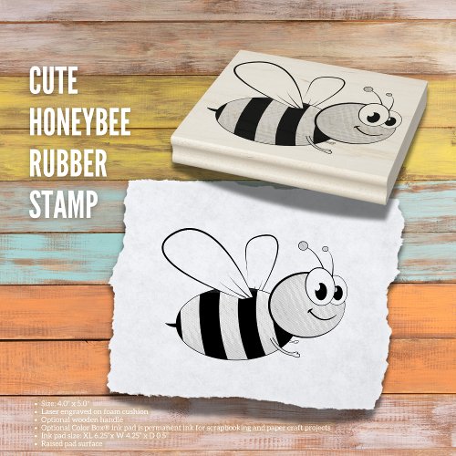 Cute Honeybee Rubber Stamp