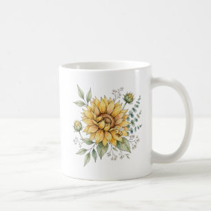 Cute Honeybee Sunflower Watercolor Garden mug