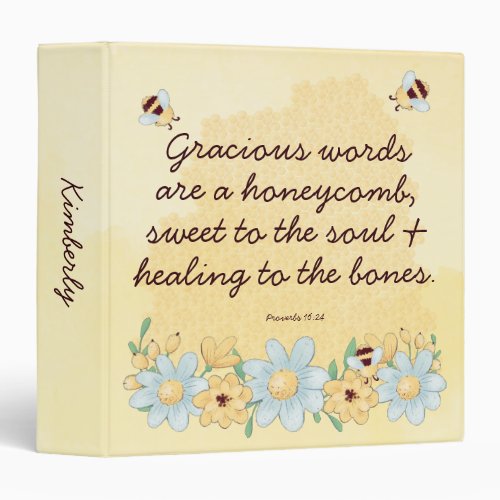 Cute Honeycomb and Bee Christian Kindness 3 Ring B 3 Ring Binder