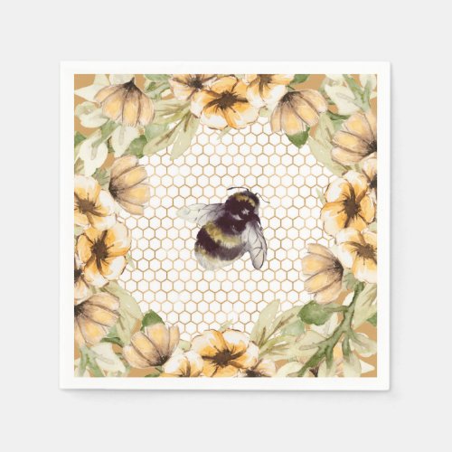 Cute honeycomb and bee floral  napkins