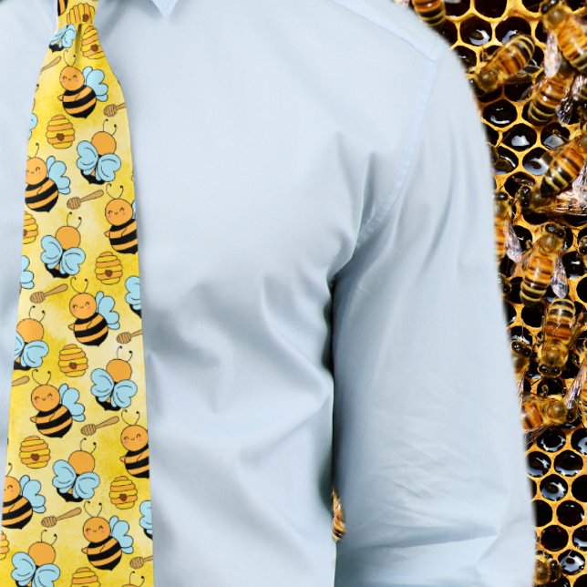 Cute Honeycomb Bee Pattern Neck Tie (Creator Uploaded)