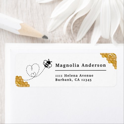 Cute Honeycomb Bee Return Address Label