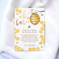 Cute honeycomb beehive watercolor baby shower thank you card