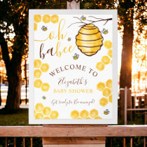Cute honeycomb beehive welcome baby shower poster