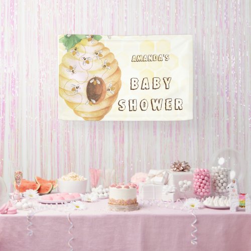 Cute Honeycomb  Bumblebee Baby Shower Welcome Banner