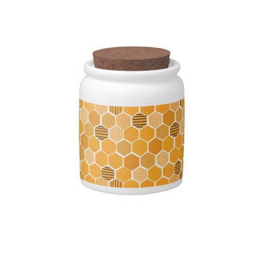 Cute Honeycomb Happy Funny Bee Yellow Pattern  Candy Jar