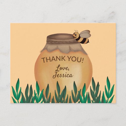Cute Honeypot and Bumblebee Baby Shower Thank You Postcard