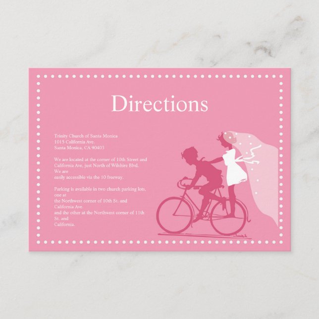Cute Honeysuckle Bicycle Couple Direction Card (Front)