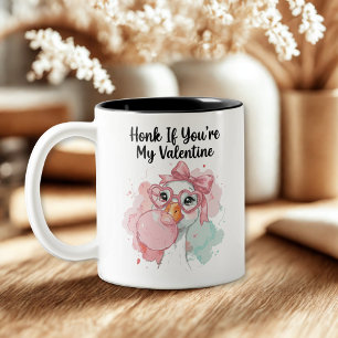 Cute Honk If You’re My Valentine Goose  Two-Tone Coffee Mug