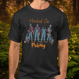 Cute Hooked On Plumbing/Fishing Black Personalize T-Shirt