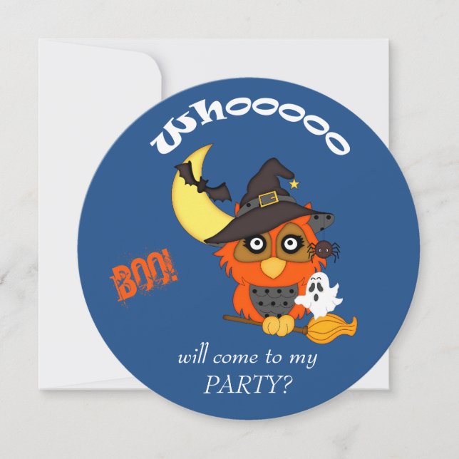 Cute Hoot Owl Halloween Party Invitation (Front)
