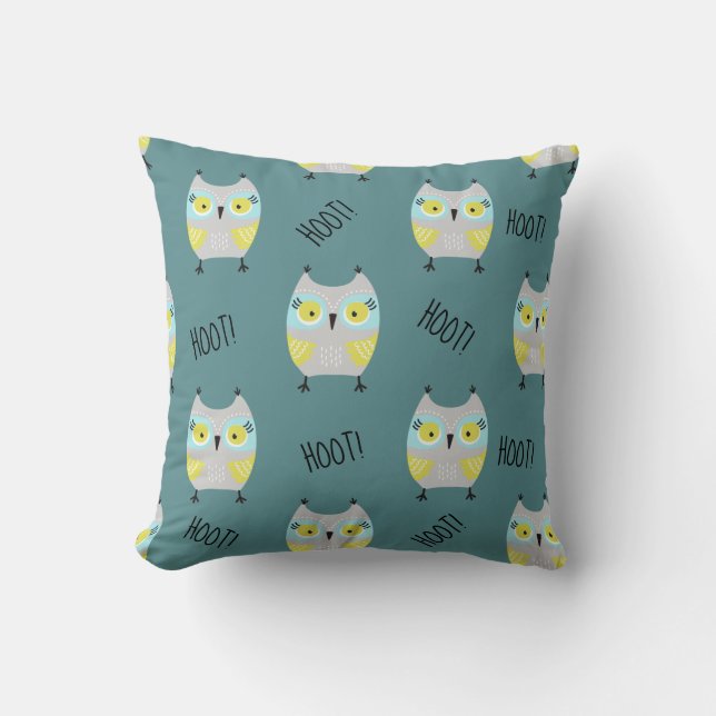 Cute Hoot Owls Throw Pillow (Front)