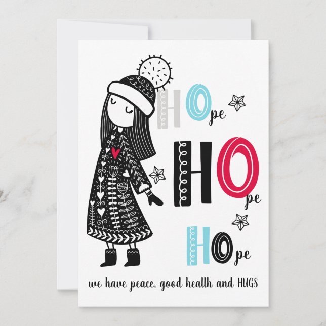 Cute HOpe for Peace Hugs Christmas 2020 Modern Card (Front)