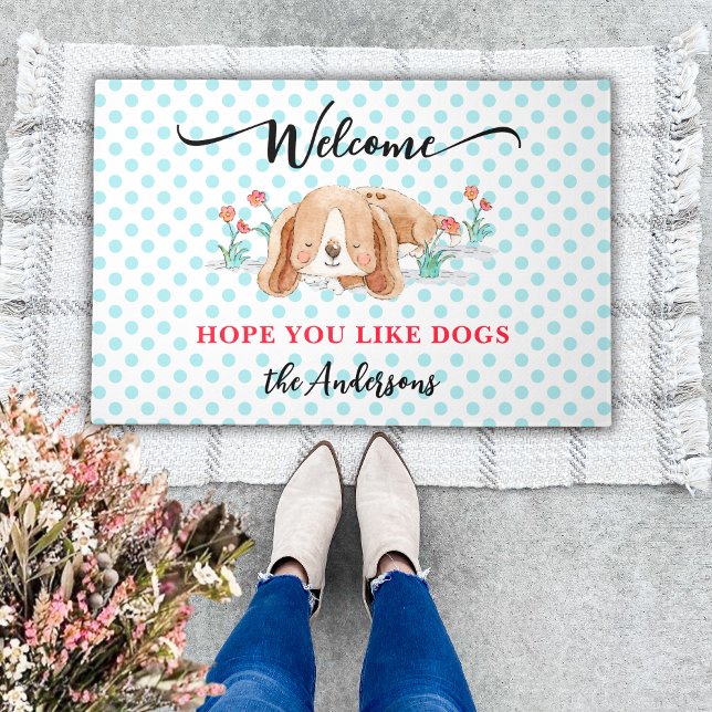 Cute Hope You Like Dogs Welcome Doormat (Creator Uploaded)