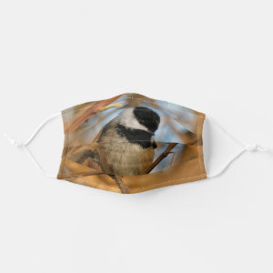 Cute Hopeful Black-Capped Chickadee Songbird Adult Cloth Face Mask