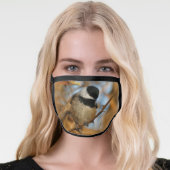 Cute Hopeful Black-Capped Chickadee Songbird Face Mask (Worn Her)