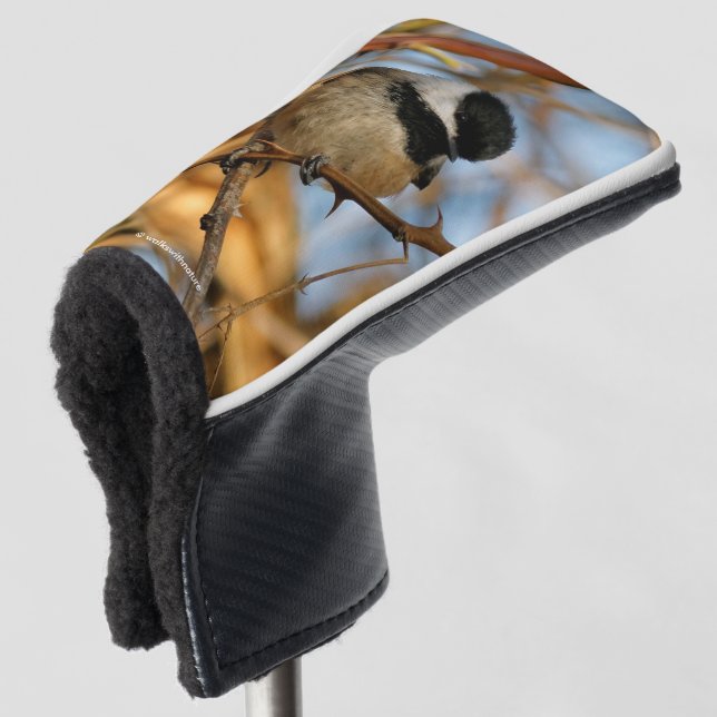 Cute Hopeful Black-Capped Chickadee Songbird Golf Head Cover (3/4 Front)