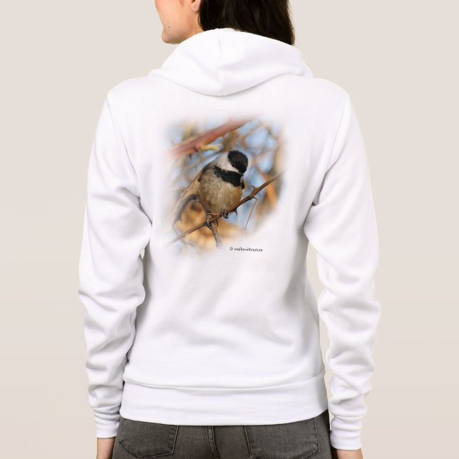 Cute Hopeful Black-Capped Chickadee Songbird Hoodie (Back)