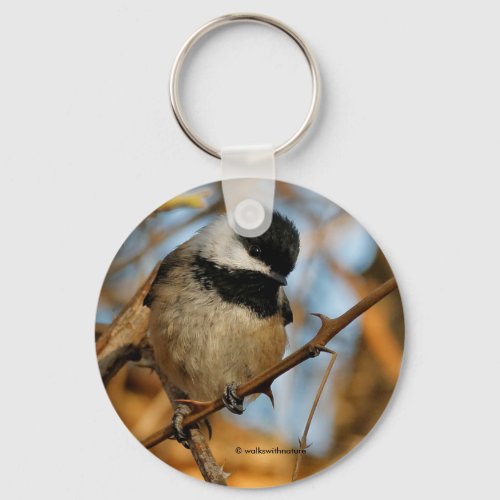 Cute Hopeful Black_Capped Chickadee Songbird Keychain