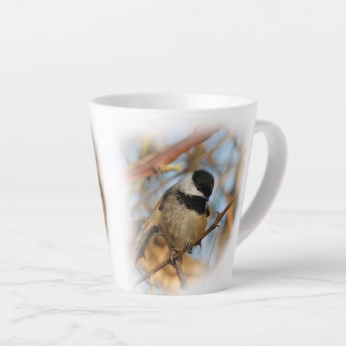 Cute Hopeful Black_Capped Chickadee Songbird Latte Mug