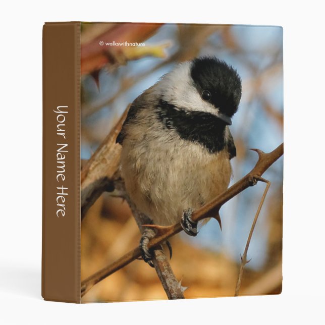 Cute Hopeful Black-Capped Chickadee Songbird Mini Binder (Front/Spine)