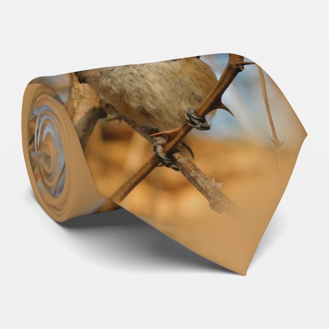 Cute Hopeful Black-Capped Chickadee Songbird Neck Tie (Rolled)