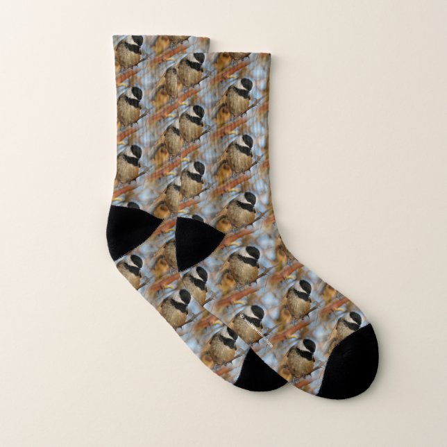 Cute Hopeful Black-Capped Chickadee Songbird Socks (Pair)