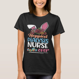 Cute Hoppiest Dialysis Nurse Ever Bunny Ear Red Pl T-Shirt