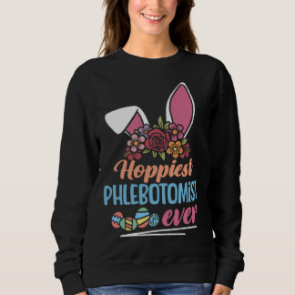 Cute Hoppiest Phlebotomist Ever Bunny Ear Red Plai Sweatshirt