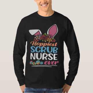 Cute Hoppiest Scrub Nurse Ever Bunny Ear Red Plaid T-Shirt