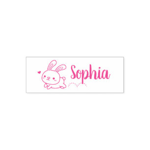 Cute Hopping Bunny Rabbit, Girls Name Self-inking Stamp