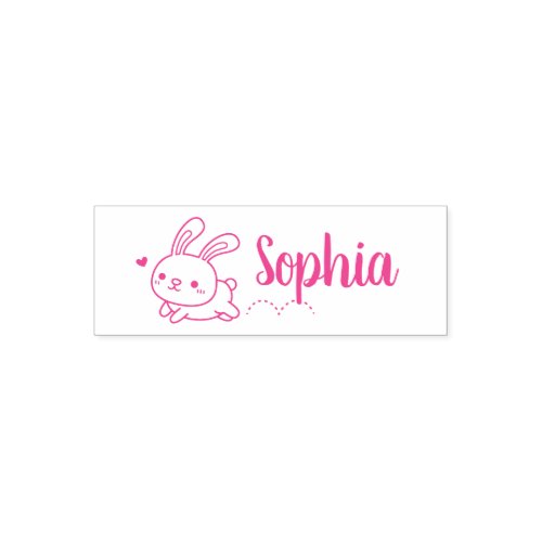 Cute Hopping Bunny Rabbit Girls Name Self_inking Stamp