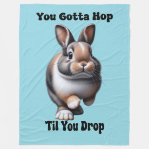 Cute Hopping Rabbit Fleece Blanket