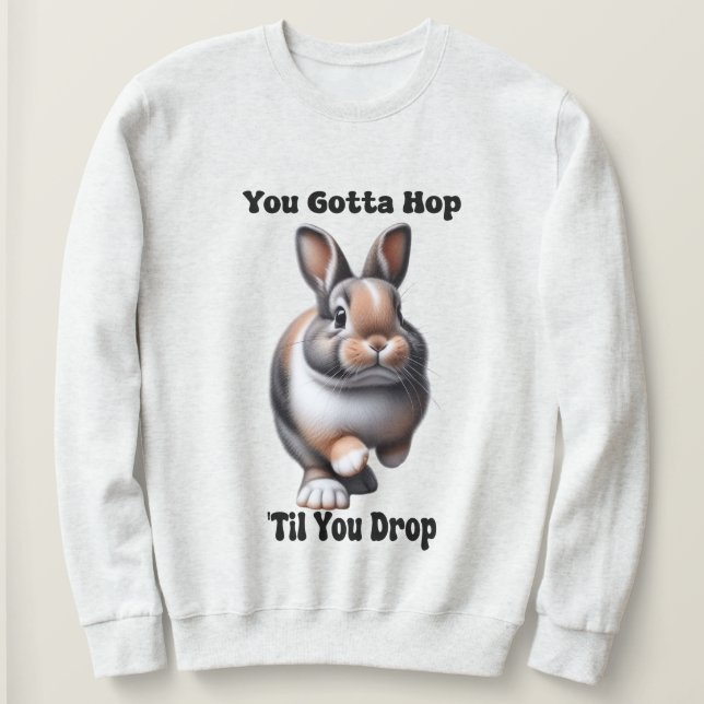 Cute Hopping Rabbit Sweatshirt (Design Front)