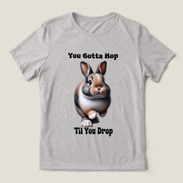 Cute Hopping Rabbit Tri-Blend Shirt (Design Front)