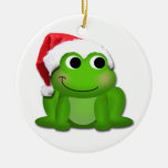 Cute Hoppy Christmas Froggy Ceramic Tree Ornament at Zazzle