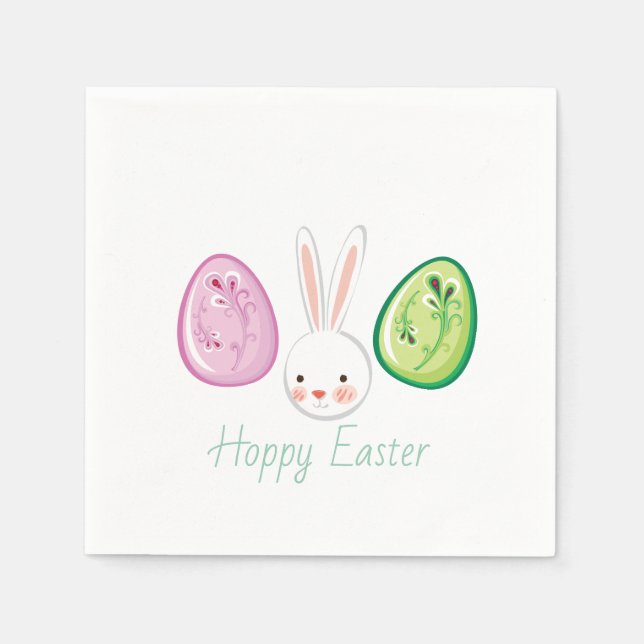 Cute Hoppy Easter Paper Napkin Set (Front)