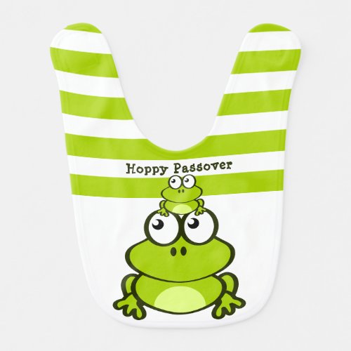 Cute Hoppy Passover Seder Bright Green Frogs Baby Bib