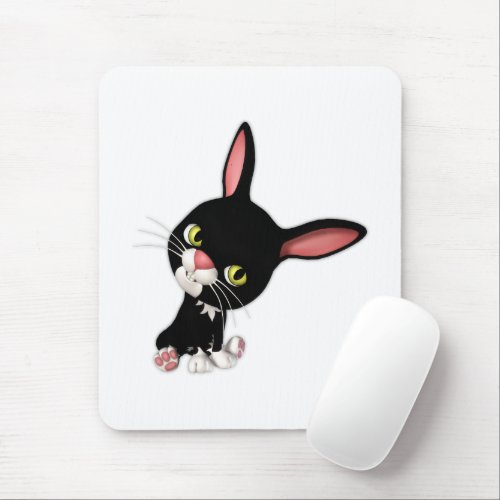 Cute Hoppy the Black Cartoon Bunny Mouse Pad