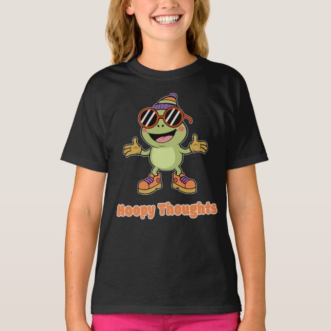 Cute Hoppy Thoughts Frog Pun T-Shirt (Front)