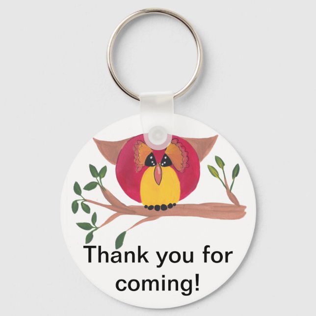 Cute Horned Owl Painting Keychain (Front)