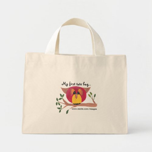 Cute Horned Owl Painting Mini Tote Bag