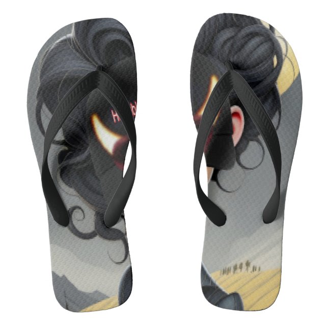 Cute Horrible girl  Flip Flops (Footbed)