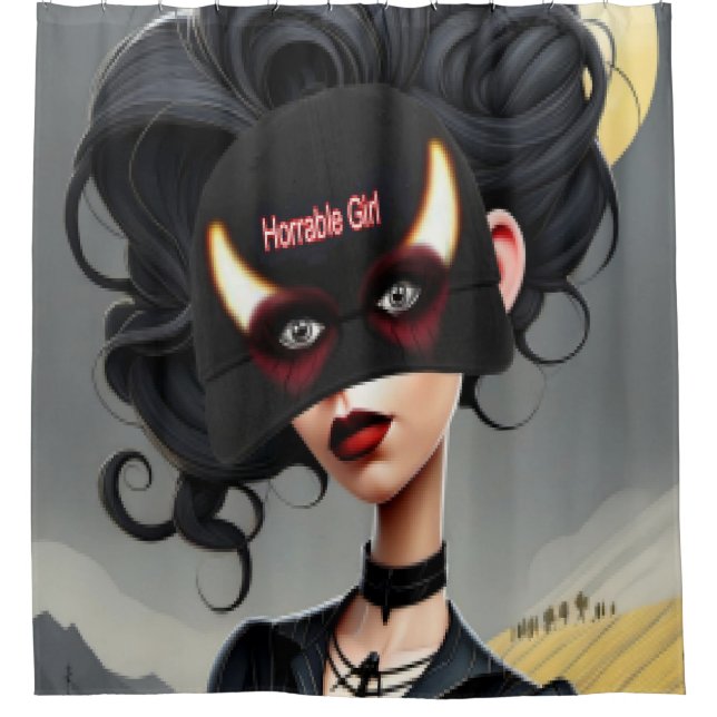 Cute Horrible girl  Shower Curtain